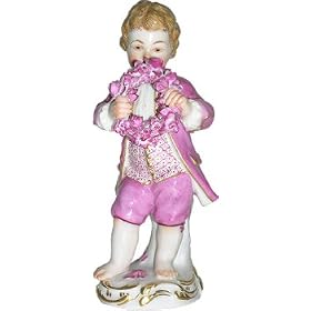 Meissen hand painted Garden Children Sculpture entitled Boy with Flower Wreath by Meissen