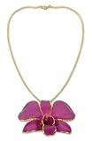 Natural orchid gold-plated necklace-brooch, 'Violet Dawn' 18 L