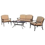4 PC Brown Metal Patio Living Set with Cushions
