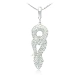 Sterling Silver White Topaz and Garnet Snake Pendant Necklace, 18