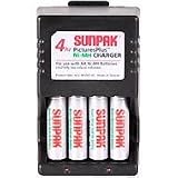 Quantaray - Overnight AA Battery Charger with 4 Pack of AA Batteries, (NiMH) by Sunpak