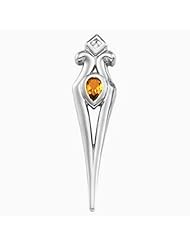 18K Yellow Gold Pear Cut Spessartite Garnet and Diamond Pendant -- LIFETIME WARRANTY