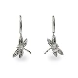Sterling Silver CZ Dragonfly Dangle Earrings