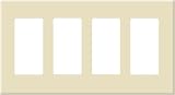 Leviton 80312-SA Decora Plus Screwless Snap-On Wallplate, 4 Gang, Almond