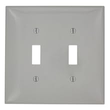 Leviton PJ2-GY 2-Gang Toggle Switch Wallplate, Midway Size, Gray