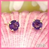 14K .70 CTW Round Amethyst Stud Earrings