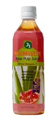 J1 Aloe Pulp Juice, Pomegranate, With Vitamin C, 16.9-Ounce Bottles (Pack of 12)