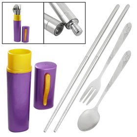 Buy Bird Detail Handle Stainless Steel Spoon Fork Chopsticks w Holder