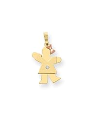 14k Two-tone AA Diamond Kid Pendant Diamond quality AA (I1 clarity, G-I color)