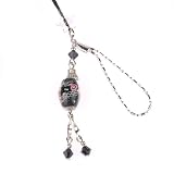 Hand Crafted Cellular Phone Charm - Bead Egg - Black