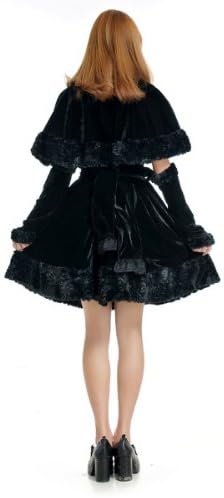 Blooms Lolita Heart Plush Women Dress with Cape (Large, Black)