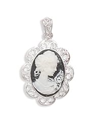 CleverSilvers Cameo Pendant With Filigree Edge