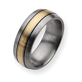 Titanium 14k Gold Inlay 8mm Brush/Antique Band - Size 11.5