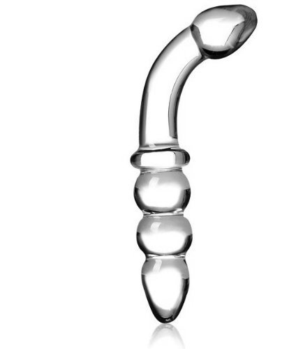 Evalley Bent Calabash Shape Glass Penis Anal Toy for Female G Spot Stimulator Pleasure Dildo Magic Wand Stick Anal Beads Anal Plug Sex Butt Plug for Women and Men