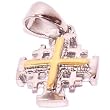 Sterling Silver Jerusalem Cross - 2 Layers with Gold plated top (1.5 cm or 0.6" without loop) - Thick and Solid