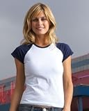 Ladies Cap Sleeve Ring Spun Semi-Sheer Baseball Tee by Anvil (Style# 1382)