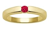 10k Yellow Gold Created Ruby Ring, Size 5