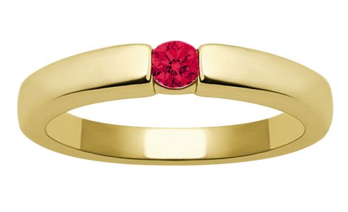 10k Yellow Gold Created Ruby Ring, Size 5