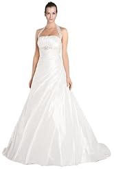 A-line Lace-Up Halter Sheath Taffeta  Dress with a Court Train 