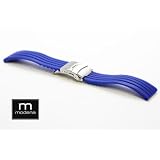 20mm Royal Blue MODENA F-1 style Italian Rubber Watch Band w/ Deployant / Deployment Buckle / Clasp ~ Modena Watch