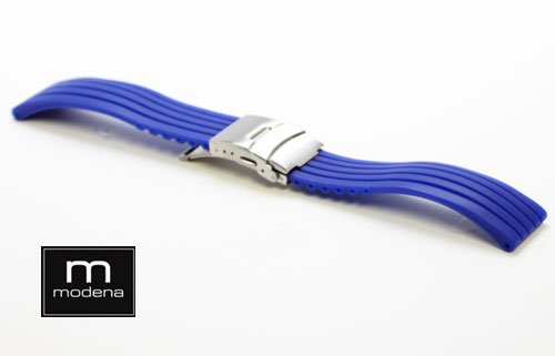 20mm Royal Blue MODENA F-1 style Italian Rubber Watch Band w/ Deployant / Deployment Buckle / Clasp