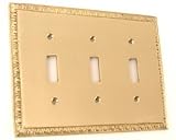 Combination Switch & Outlet Plates: Brass Egg & Dart Triple Switchplate Cover