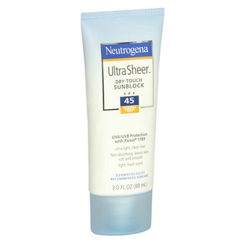Neutrogena Ultra Sheer Dry-Touch Sunblock, SPF 45, 3-Ounce Tubes (Pack of 2)