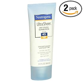Neutrogena Ultra Sheer Dry-Touch Sunblock, SPF-45, 3-Ounce Tubes (Pack of 2)