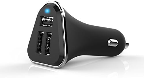 Unique Design LED Car Charger, Amatta® 5.2A 3-Port USB Rapid Charger, Charges 3 Devices at Same Time During Long Car Rides - Works with Most Smart Phones and Tablets - Safe and Durable With Built-in Short Circuit Protection, Over Current Protection, Over Load Protection and Overheat Protection-Black
