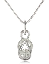 Sterling Silver Diamond Love Knot Pendant Necklace (1/8 cttw, H-I color, I1-I2 Clarity), 18 "