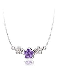 Butterfly flower Necklace Pendant PURPLE With Box
