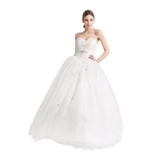 Artwedding Sweetheart Tulle and Satin Bridal Ball gown with Rhinestone and Acrylic Beads, Ivory, 8