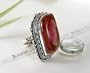 Gorgeous Intense Pink Wavy Banded Rhodochrosite Designer Sterling Silver Ring