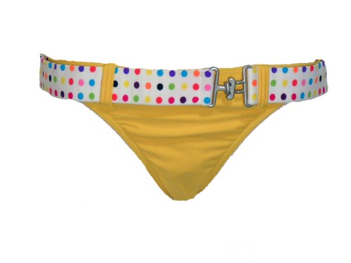 Be Creative Yellow Swimsuit-bottom w/Polka Dot Belt S/P