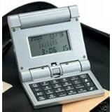 Robotic Calculator with World Time Clock and Fold Out Travel Alarm Clock