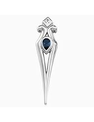 14K White Gold Pear Cut Sapphire and Diamond Pendant -- LIFETIME WARRANTY