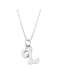 Sterling Silver One Sided Initial Letter L Necklace