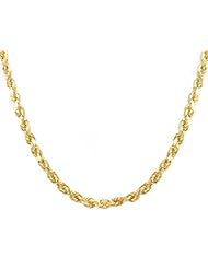 22k Gold Over Sterling Silver Diamond Cut Rope Vermeil Chain 24 Inch 2.2mm