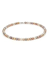 14KT Yellow Gold Elegant Set of 6.0-6.5mm Multicolor Freshwater Pearls including Necklace Bracelet and Earrings.