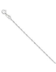 14k White Gold 16in 1mm Singapore Necklace Chain. Metal Wt- 0.79g