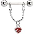 Ruby Red Gem Heart Nipple Ring