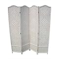 4 PANEL 1.8 m WHITE WICKER SCREEN/ROOM DIVIDER