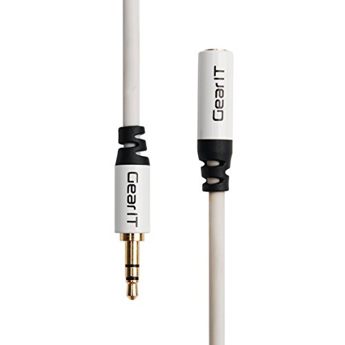 GearIt 3.5mm Stereo Audio Extension Cable (10 Feet / 3 Meters) - 3.5mm Auxiliary Gold Plated Male to Female Audio Jack - Step Down Design for iPhone, iPod, Smartphone, Tablet and MP3 Cases, White
