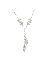Sterling Silver Mashed Biwa Freshwater Pearl 18 Inch Necklace Made with Swarovski Elements