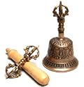 Tibetan Bell with Dorje and Striker - 5" Bronze