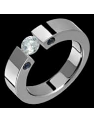 Galatia Titanium Ring with Tension Set Diamond & Sapphires