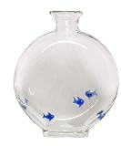 Hand Blown Glass Bluefish Round Bottle 10 x 8