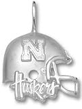 Nebraska Cornhuskers Solid Sterling Silver ''N'' & ''HUSKERS'' Helmet Pendant