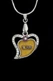 Heart Pendant Charm Medal with 18 Sterling Silver Chain LSU Louisiana State University Tigers Gold