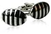 Black & White Silver Oval Cufflinks